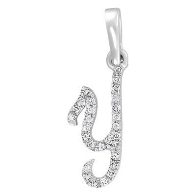 Pendentif lettre Y Or Blanc 750 & diamants - Allegoria