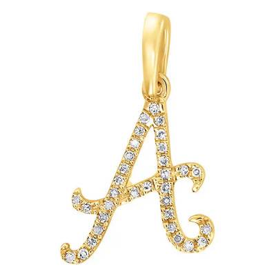 750/1000 Yellow Gold & Diamond Letter A Pendant - Allegoria