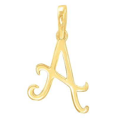 750/1000 Yellow Gold & Diamond Letter A Pendant - Allegoria