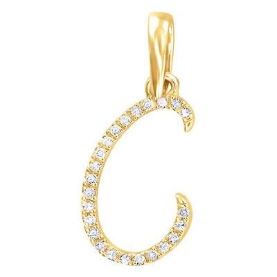 750 Yellow Gold & Diamond Letter C Pendant - Allegoria