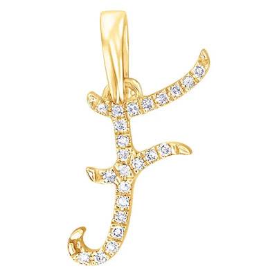 750/1000 Yellow Gold & Diamond Letter F Pendant - Allegoria
