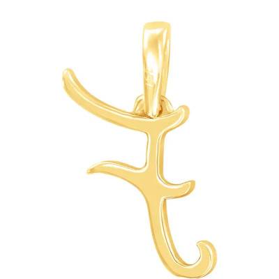 750/1000 Yellow Gold & Diamond Letter F Pendant - Allegoria
