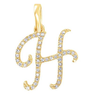 750/1000 Yellow Gold & Diamond Letter H Pendant - Allegoria