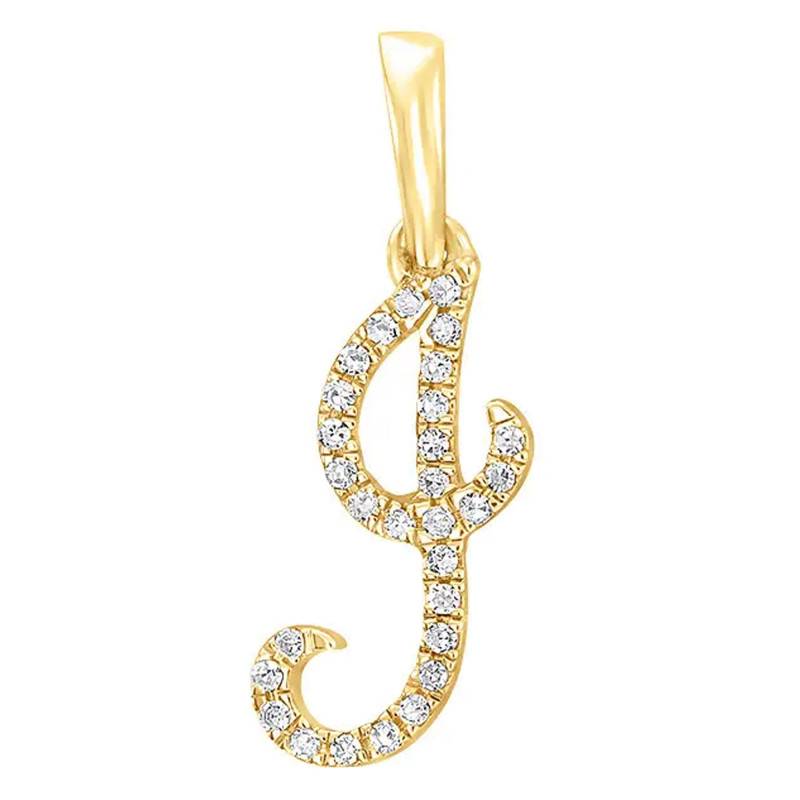 750/1000 Yellow Gold & Diamond Letter J Pendant - Allegoria
