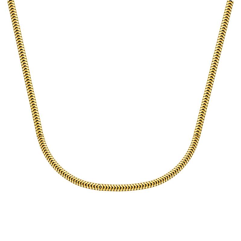 750/1000 Yellow Gold Serpentine Chain, 65 cm Length, 0.80 mm to 1.40 mm Width - Manillon