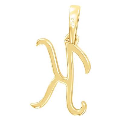 750/1000 Yellow Gold & Diamond Letter K Pendant - Allegoria