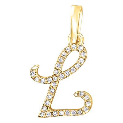 750/1000 Yellow Gold & Diamond Letter L Pendant - Allegoria