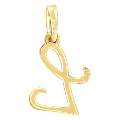 750/1000 Yellow Gold & Diamond Letter L Pendant - Allegoria