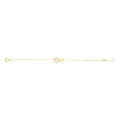 Yellow 375/1000 Gold & White Mother-of-Pearl Bracelet, Length 16.5 cm to 18 cm, Width 1.20 mm - Emanessence