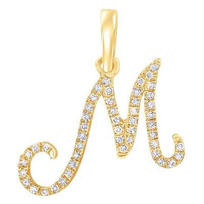 Pendentif lettre M Or Jaune 750 & diamants - Allegoria