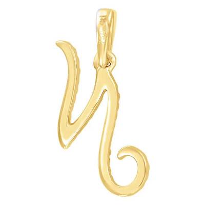 750/1000 Yellow Gold & Diamond Letter N Pendant - Allegoria