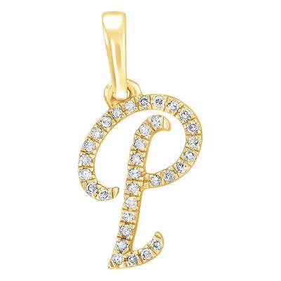 Pendentif lettre P Or Jaune 750 & diamants - Allegoria