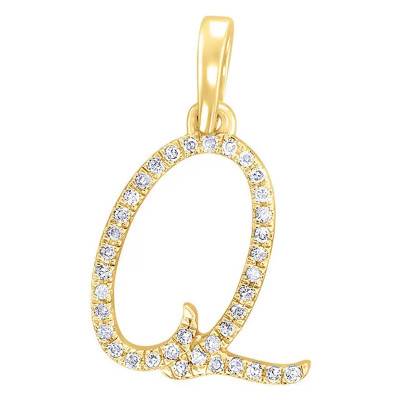 Pendentif lettre Q Or Jaune 750 & diamants - Allegoria