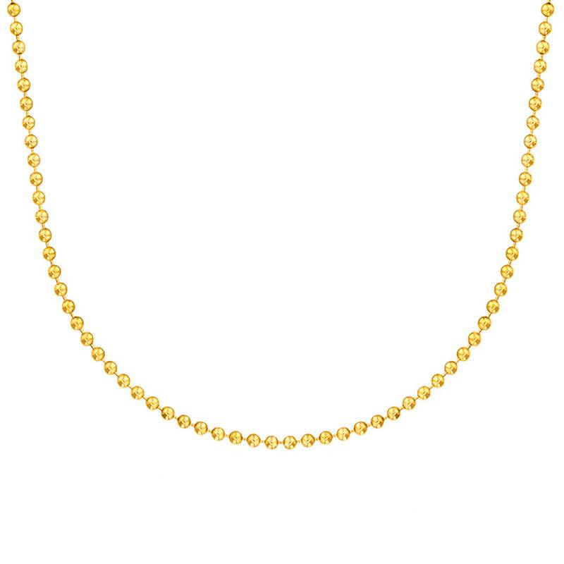 750 Yellow Gold Bead Chain, 42 cm Length, 1,20 mm to 2 mm Width - Buelling