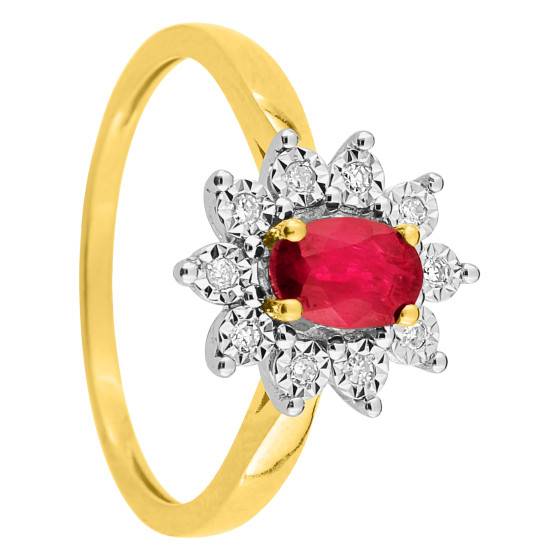 Bague Or 18 Carats Rubis Et Diamants - Modèle Éternité - Taille 57 - Magnifique