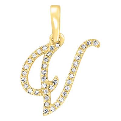 Pendentif lettre V Or Jaune 750 & diamants - Allegoria