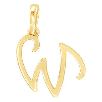 750 Yellow Gold Diamond Letter W Pendant - Allegoria