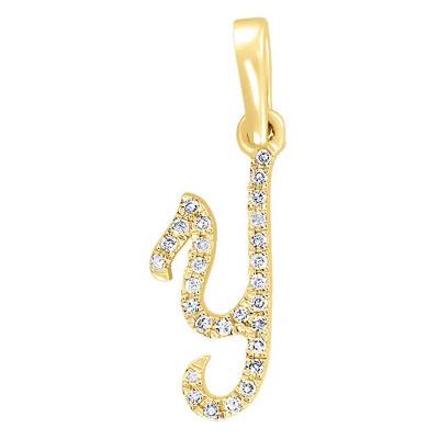 750/1000 Yellow Gold & Diamond Letter Y Pendant - Allegoria