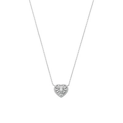 Collier Kors Love Coeur, Argent 925 & Zircones, Longueur 38 cm à 43 cm - Michael Kors