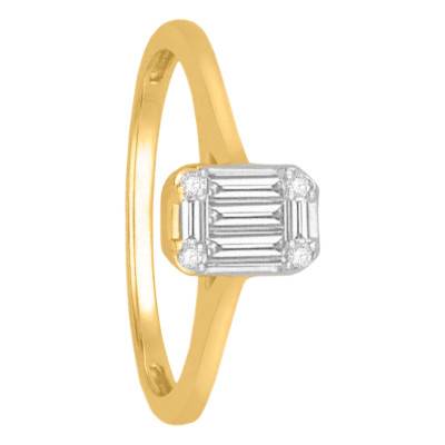 Solitaire Diamants Baguette 0,12 ct en Or Jaune 750 - Alliantine
