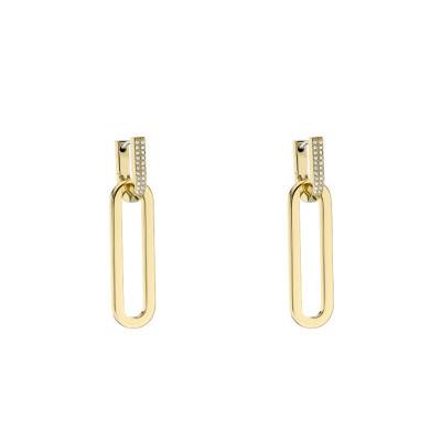 Boucles d'oreilles Heritage D-link Cristaux Blancs & Acier Doré - Fossil