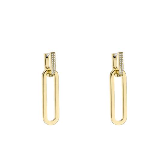 Boucles D'oreilles Double Zircones Argenté Tres.Or - Clous En Acier Inoxydable - Bijou Femme Chic Et Moderne