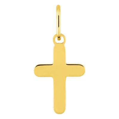 375/1000 Yellow Gold Rounded Corner Cross Pendant - Emanessence