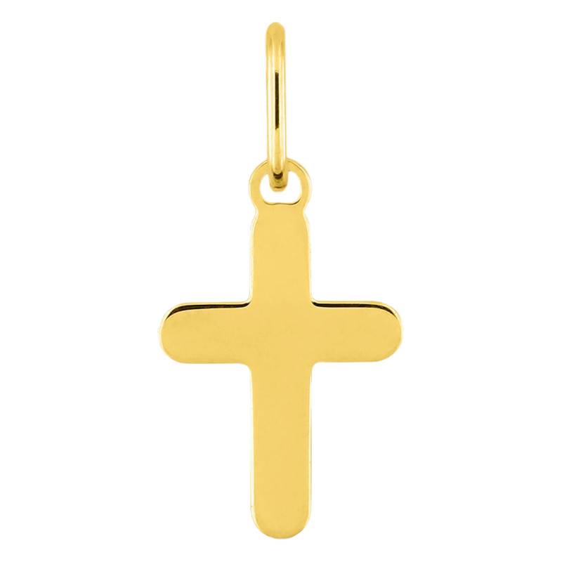 375/1000 Yellow Gold Rounded Corner Cross Pendant - Emanessence