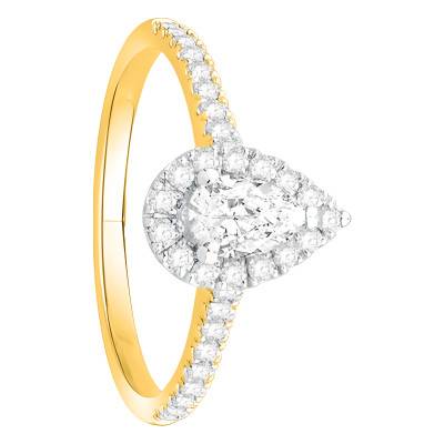 Solitaire Accompagné Or Jaune 750 & Diamants 0,70 ct, Largeur 1,85 mm - Alliantine