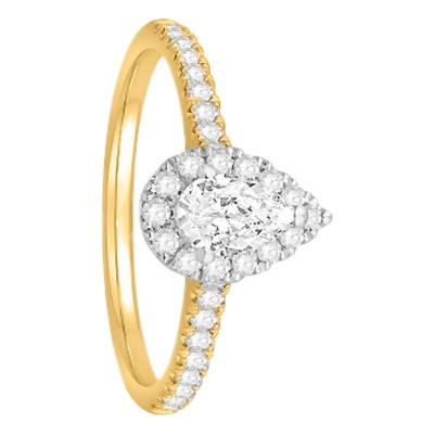 Solitaire Accompagné Diamants 0,59 ct & Or Jaune 750, Largeur 1,85 mm - Alliantine