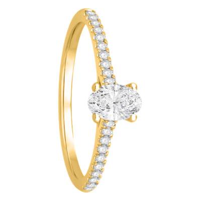 Solitaire Accompagné Or Jaune 750 et Diamants 0,63 ct, Largeur 1,60 mm - Alliantine
