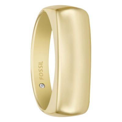 Gold-Plated Steel & Zirconium Oxide Héritage Signet Ring - Fossil