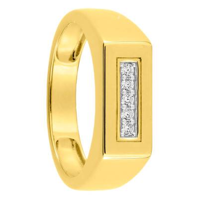 Chevalière en Or Jaune 375 & Oxydes de Zirconium - Emanessence