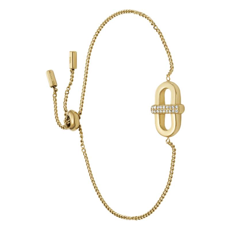 Gold-Plated Stainless Steel & Crystal Heritage D-Link Bracelet, Adjustable Length 21.60 cm - Fossil