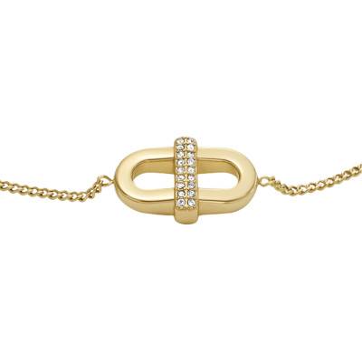 Gold-Plated Stainless Steel & Crystal Heritage D-Link Bracelet, Adjustable Length 21.60 cm - Fossil