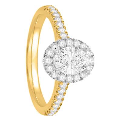 Solitaire Accompagné Diamants 1,03 ct et Or Jaune 750, Largeur 1,75 mm - Alliantine