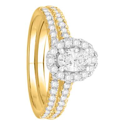 Solitaire Accompagné Diamants 0,70 ct & Or Jaune 750, Largeur 1,75 mm - Alliantine