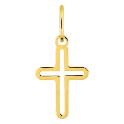 375/1000 Yellow Gold Open Cross Pendant - Emanessence