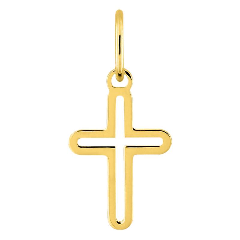 375/1000 Yellow Gold Open Cross Pendant - Emanessence