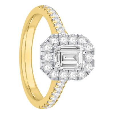 Solitaire Accompagné Diamants 1,47 ct & Or Jaune 750, Largeur 1,75 mm - Alliantine