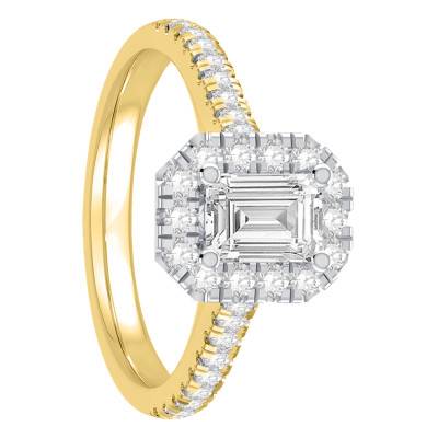 Solitaire Accompagné Diamants 1,09 ct & Or Jaune 750, Largeur 1,75 mm - Alliantine