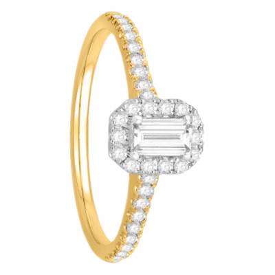 Solitaire Accompagné Diamants 0,57 ct & Or Jaune 750, Largeur 1,75 mm - Alliantine