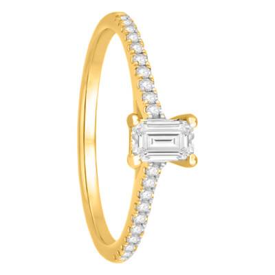 Solitaire Accompagné en Or Jaune 750 & Diamants 0,53 ct, Largeur 1,70 mm - Alliantine