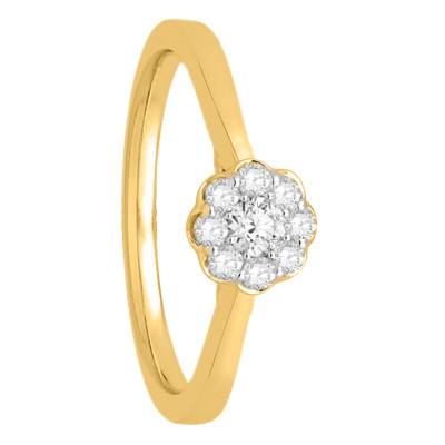 Solitaire Floral Diamants 0,15 ct & Or Jaune 750 - Diamond Lady