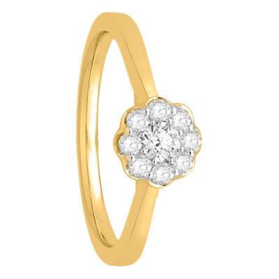 Solitaire Floral Diamants 0,25 ct & Or Jaune 750 - Diamond Lady