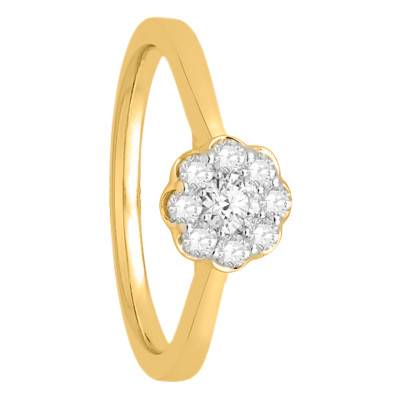 Solitaire Floral Diamants 0,35 ct & Or Jaune 750 - Diamond Lady