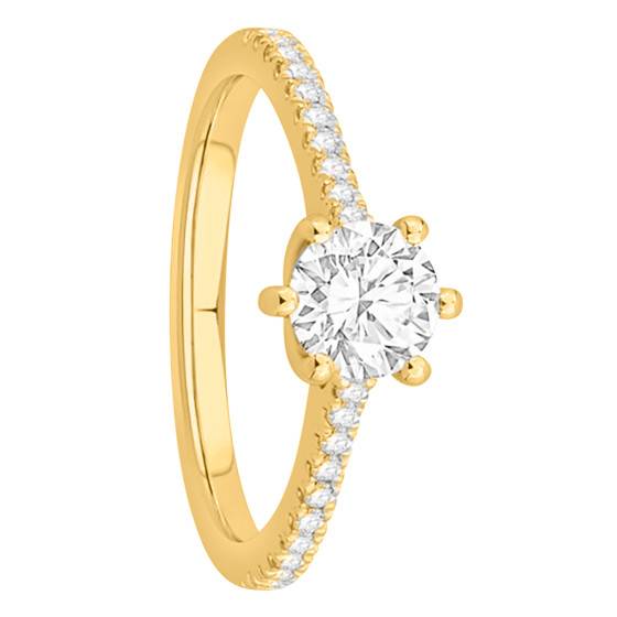 Bague Solitaire Or Jaune 18 Carats Diamant - Taille 47 Ajustable - Occasion Comme Neuve