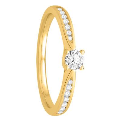 Grace 750/1000 Yellow Gold Accompanied Diamond Solitaire Ring 0.15 ct, 2.05 mm Width - Alliantine