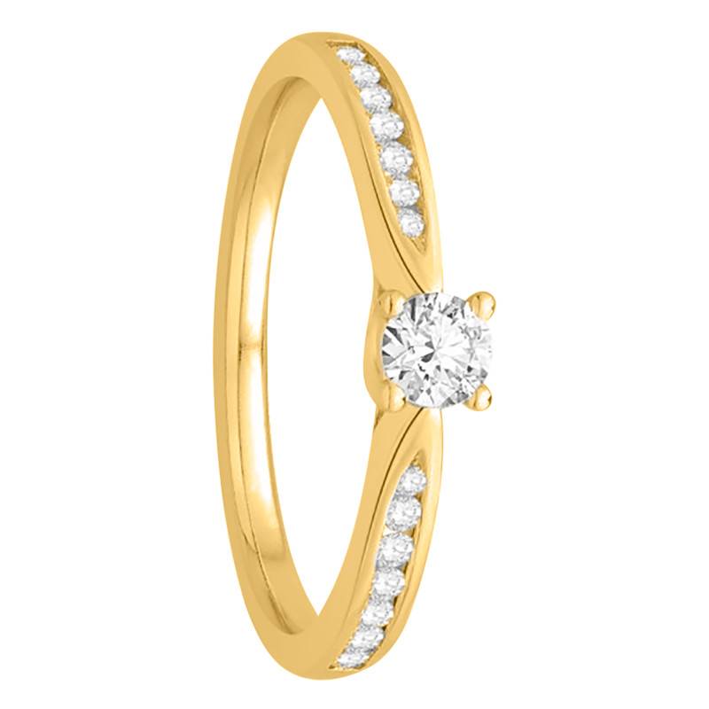 Grace 750/1000 Yellow Gold Accompanied Diamond Solitaire Ring 0.15 ct, 2.05 mm Width - Alliantine