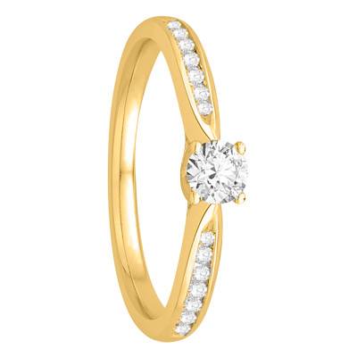 Diamond Solitaire Ring with Accents 0.20 ct in 750/1000 Yellow Gold - Alliantine